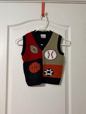 Vintage Kids Multi-Sport Knit Vest - Red, Black, Tan